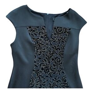 Connected‎ Women's 10 Black Velvet Detail/Rhinestone Elegant Cocktail Dress